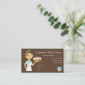 ブルネットまたは水のカップケーキのパン屋かベーカリーの名刺 名刺 (スタンド正面)