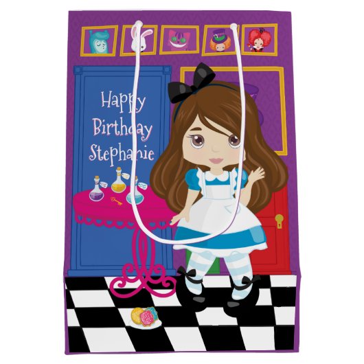 ブルネットアリス – ドリンクミーミディアム抱き枕 ミディアムペーパーバッグ (裏面)