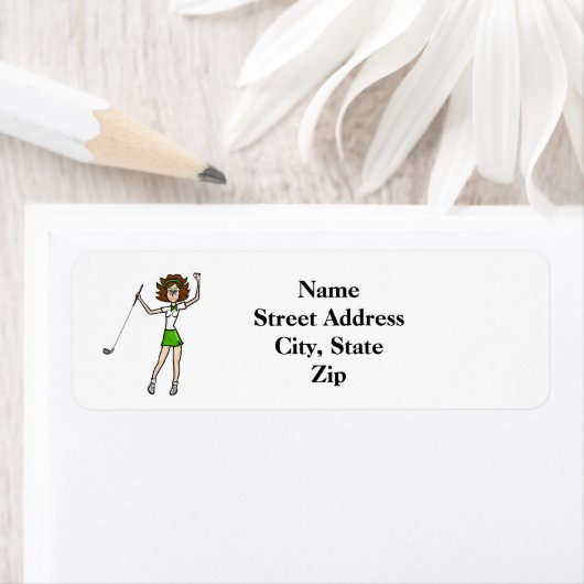 ブルネットウーマンゴルファー差出人住所ラベル ラベル (インサイチュ)