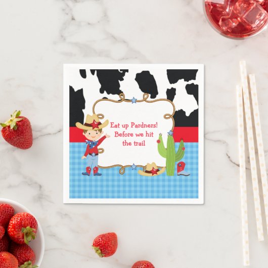 ブルネットカウボーイウェスタンバースデーパーティー スタンダードカクテルナプキン (インサイチュ)
