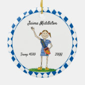 ブルネットカデットガールスカウティンブルーダイヤモンドシェイプ セラミックオーナメント (裏面)