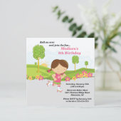 ブルネットガールスケートで滑る誕生日パーティーの招待 招待状 (スタンド正面)