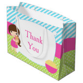 ブルネットガールスリーポバースランバーパーティー誕生日 ラージペーパーバッグ (裏面アングル)