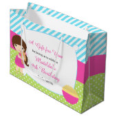 ブルネットガールスリーポバースランバーパーティー誕生日 ラージペーパーバッグ (正面アングル)