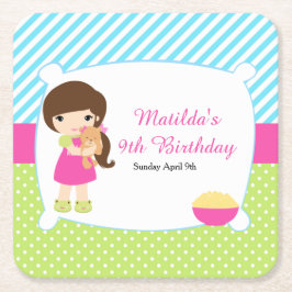 ブルネットガールスリーポバースランバーパーティー スクエアペーパーコースター