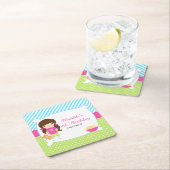 ブルネットガールスリーポバースランバーパーティー スクエアペーパーコースター (インサイチュ)