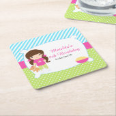 ブルネットガールスリーポバースランバーパーティー スクエアペーパーコースター (アングル)