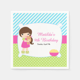 ブルネットガールスリーポバースランバーパーティー スタンダードカクテルナプキン