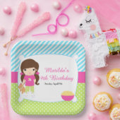 ブルネットガールスリーポバースランバーパーティー ペーパープレート (パーティー)