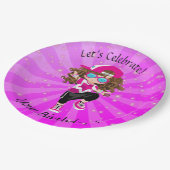 ブルネットガールズヒップホップダンスハッピーバースデーパーティー ペーパープレート (アングル)