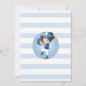 ブルネットガールズブルーソフトボール誕生日招待状 招待状 (裏面)