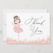 ブルネットガールバレリーナインピンクドレス誕生日 サンキューカード (正面)