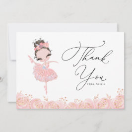 ブルネットガールバレリーナインピンクドレス誕生日 サンキューカード