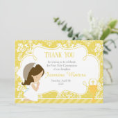 ブルネットガールファースト・コミュニオンダマスク サンキューカード (スタンド正面)