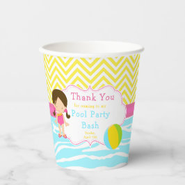 ブルネットガールプールパーティーバッシュパーティー 紙コップ