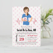 ブルネットガールメディカルスクール卒業招待状 招待状 (スタンド正面)
