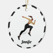 ブルネットガールランナークロスカントリー&キッズネーム セラミックオーナメント (左)