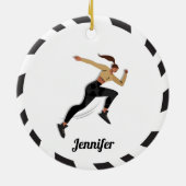 ブルネットガールランナークロスカントリー&キッズネーム セラミックオーナメント (裏面)