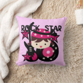 ブルネットガールロックスターピロー クッション (ブランケット)