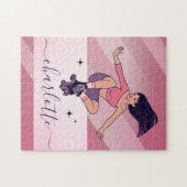 ブルネットガールローラーブレードスケートで滑るスケーター名 ジグソーパズル (横)