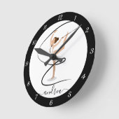 ブルネットガール体操エレガント体操名かわいい ラウンド壁時計 (傾斜)