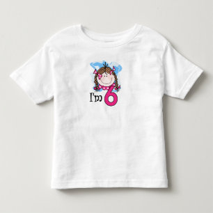 ブルネットガール私は6歳 トドラーTシャツ