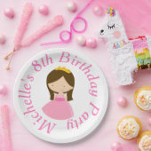 ブルネットキュートプリンセス&ドラゴンバースデーパーティー ペーパープレート (パーティー)