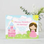 ブルネットキュートプリンセス&ドラゴンバースデーパーティー 招待状 (スタンド正面)