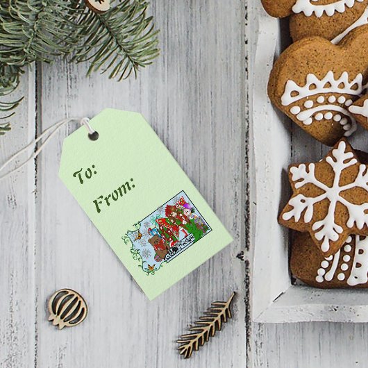 ブルネットクリスマスプレゼント妖精 ギフトタグ