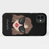 ブルネットクールグラスブラック名前をカスタムする Case-Mate iPhoneケース (裏面(横))