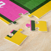 ブルネットサッカーガールグリーンフィールド選手の名前おもしろい ジグソーパズル (側面)