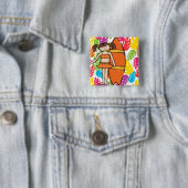 ブルネットサーファーガールボタン 缶バッジ (インサイチュ)