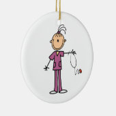 ブルネットスティックフィギュアナース セラミックオーナメント (右)