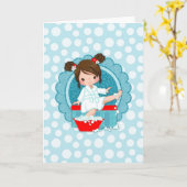 ブルネットスパガールバブルズターコイズレッドホワイト カード (黄色い花)