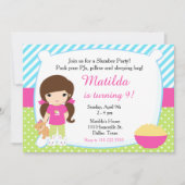 ブルネットスリーポバースランバーパーティー誕生日 招待状 (正面)