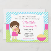 ブルネットスリーポバースランバーパーティー誕生日 招待状 (正面)