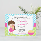 ブルネットスリーポバースランバーパーティー誕生日 招待状 (スタンド正面)