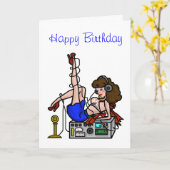 ブルネットハムラジオピンアップガール誕生日カード カード (黄色い花)