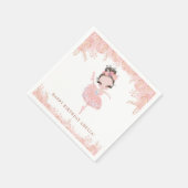 ブルネットバレリナインピンクドレスフローラ誕生日 スタンダードカクテルナプキン (角)