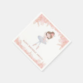 ブルネットバレリナインホワイトドレスフローラ誕生日 スタンダードカクテルナプキン (角)