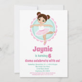 ブルネットバレリナバレエ踊りバースデーパーティー 招待状 (正面)