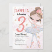ブルネットバレリーナバースデーパーティーの招待 招待状 (正面)