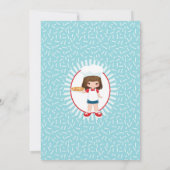 ブルネットピザパーティーガールズ誕生日 招待状 (裏面)