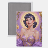 ブルネットピンアップイースターエッグ金ゴールドと紫 マグネット (正面/裏面)