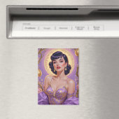 ブルネットピンアップイースターエッグ金ゴールドと紫 マグネット (インサイチュ (食洗機))