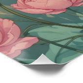 ブルネットピンアップパステルフラワーズ ポスター (コーナー)