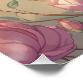 ブルネットピンアップパステルフラワーズ ポスター (コーナー)