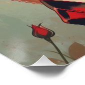 ブルネットピンアップレッドローズポートレート ポスター (コーナー)