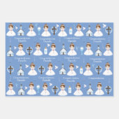 ブルネットファーストコミュニオンガール ラッピングペーパーシート (正面3)