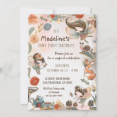 ブルネットフェアリー誕生日エンチャントフォレストパーティー 招待状 (正面)